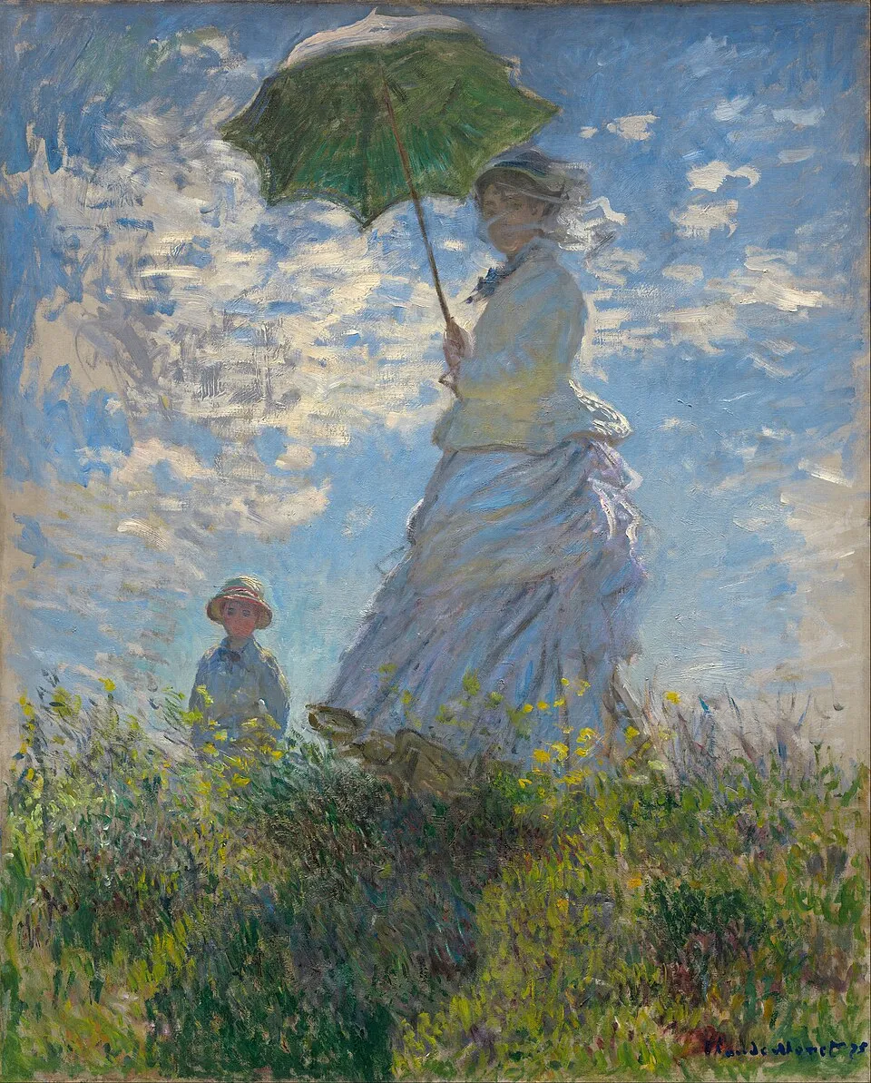 Woman with a Parasol — Madame Monet and Her Son, Claude Monet (1875)