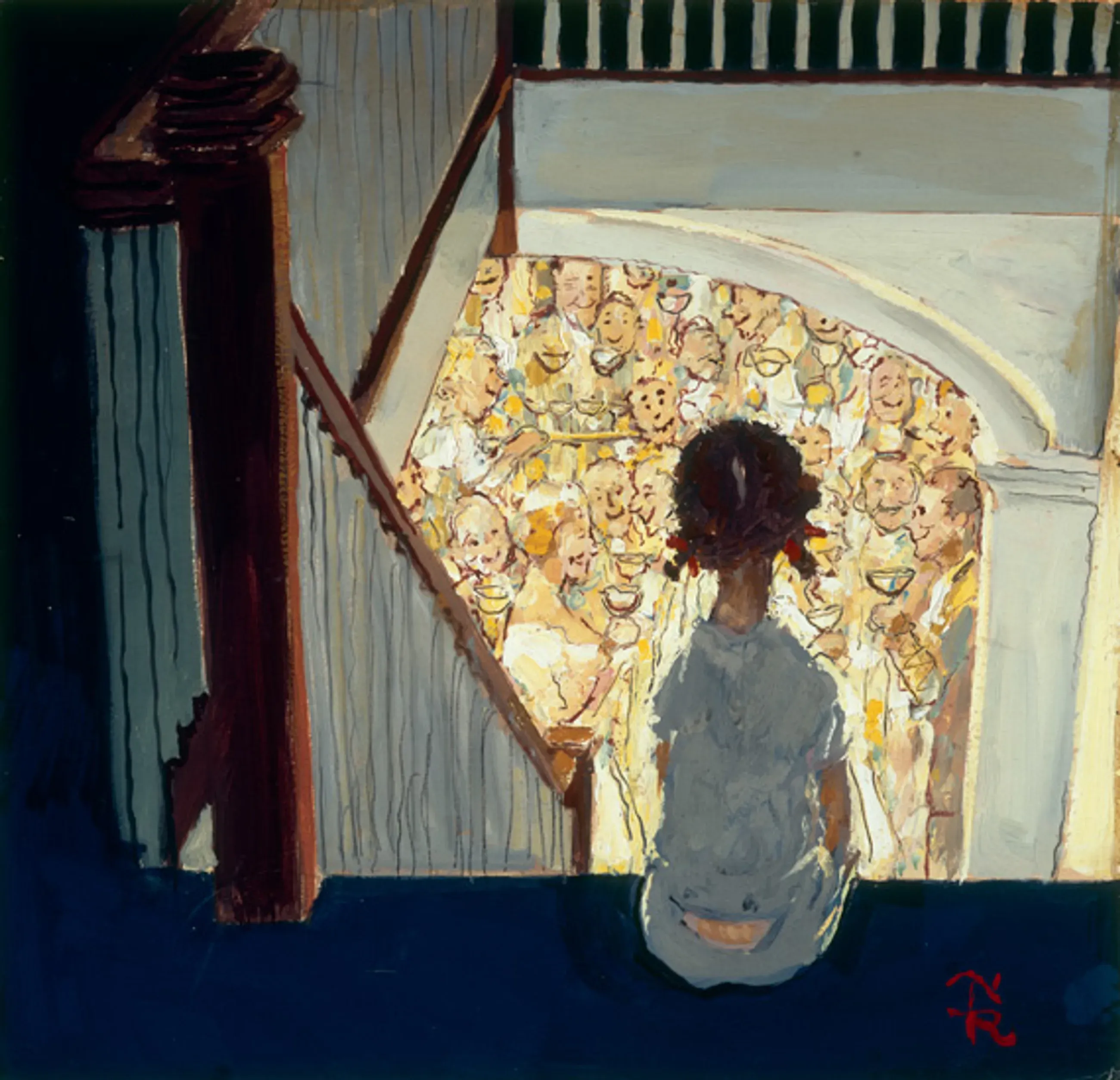 Little Girl Looking Downstairs at Christmas Party, Norman Rockwell (1964)